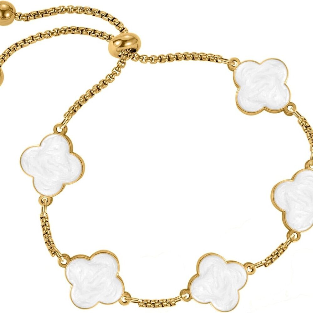Clover Bracelet For Women 18K Gold Plated White/Black/Gold Flower Four Leaf Clov